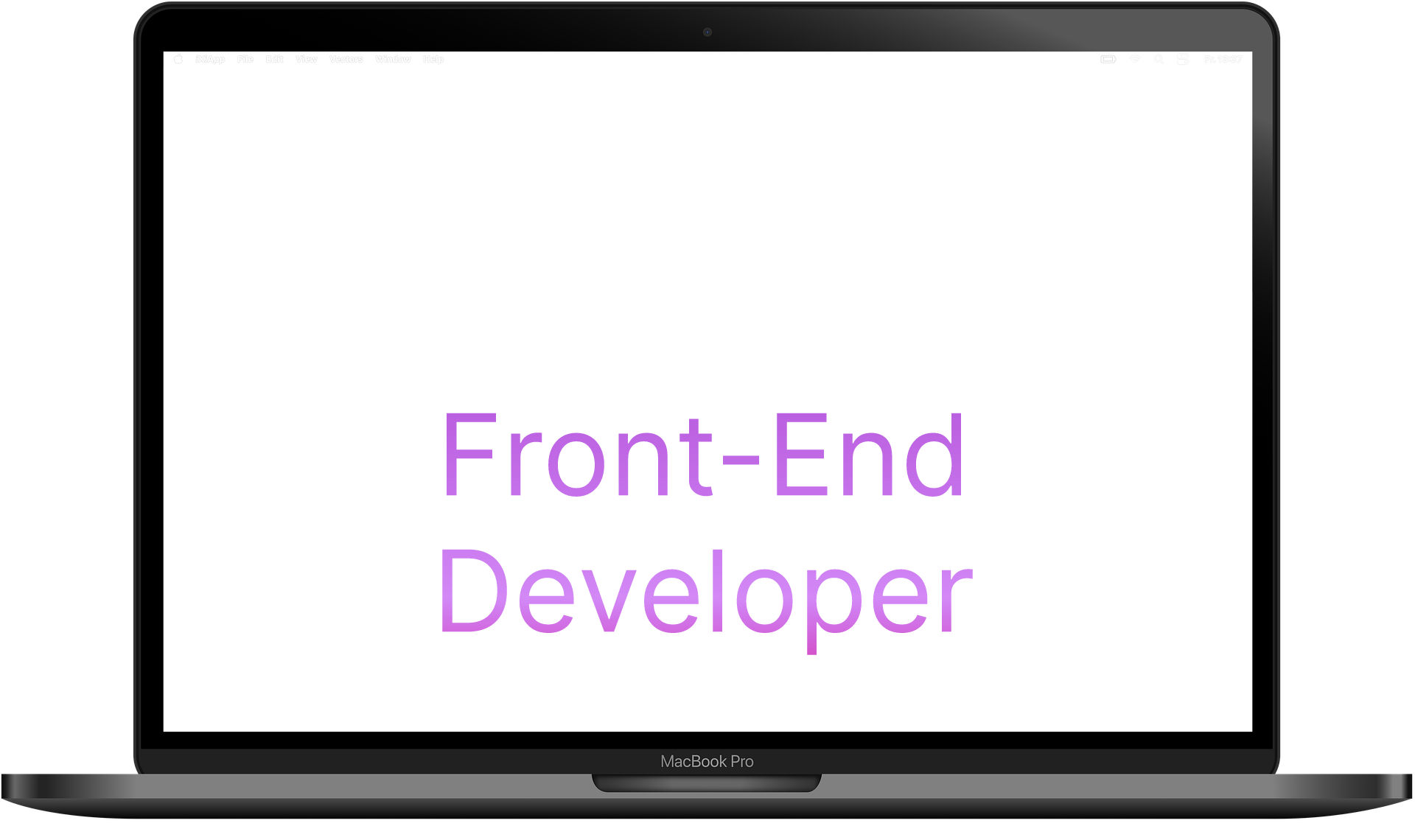 Macbook with title: Hi, I'm Axel, Front-End Developer